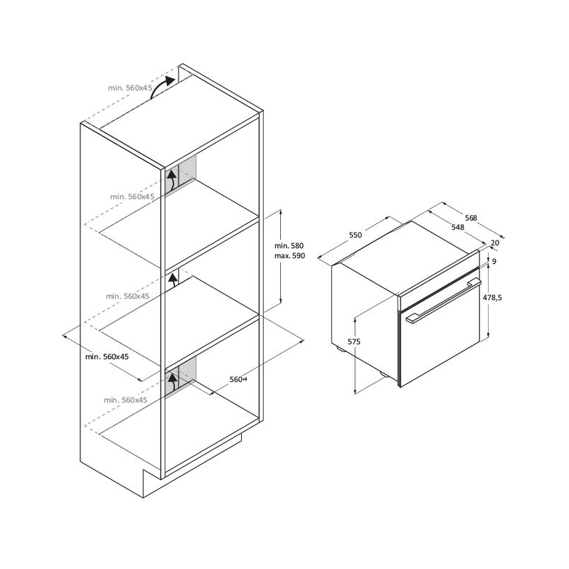 CANDY CA6N3T1HTB FORNO DA INCASSO ELETTRICO...