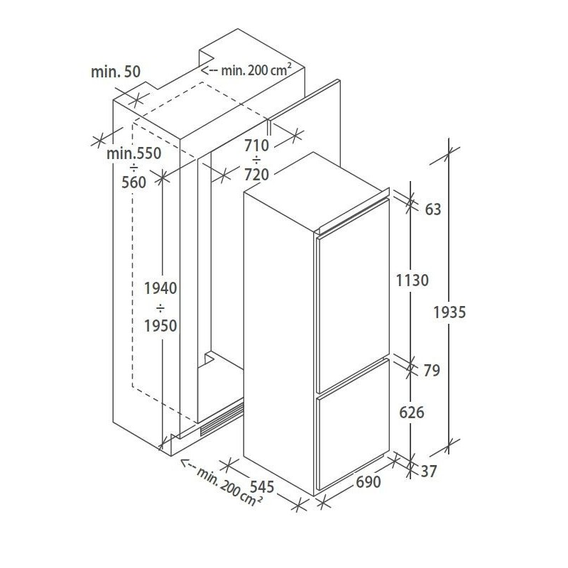 HOOVER HOBT7719EW FRIGORIFERO COMBINATO DA...
