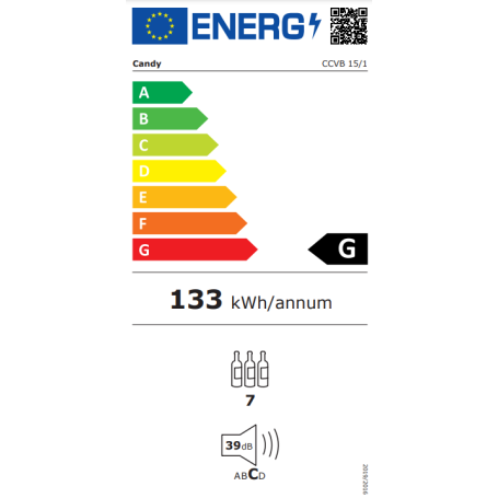 CANDY CCVB15/1 CANTINETTA VINI DA INCASSO 7 BOTTIGLIE COLORE NERO