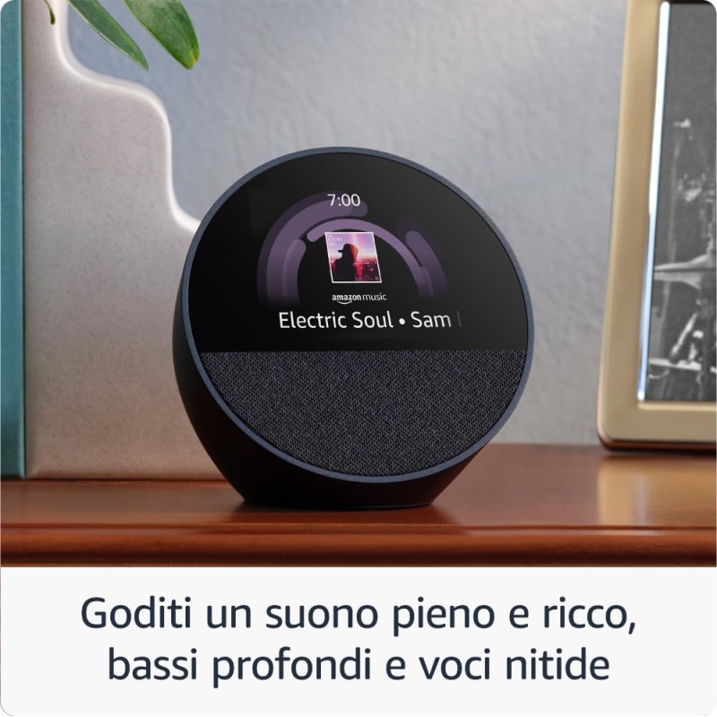 AMAZON ECHO SPOT SVEGLIA INTELLIGENTE CON AUDIO...