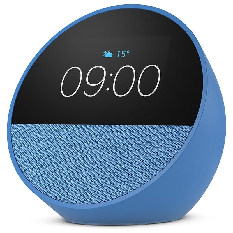 AMAZON ECHO SPOT (MODELLO 2024) SVEGLIA INTELLIGENTE CON AUDIO DI QUALITA' E ALEXA COLORE BLU - ECHOSPOTBLUE