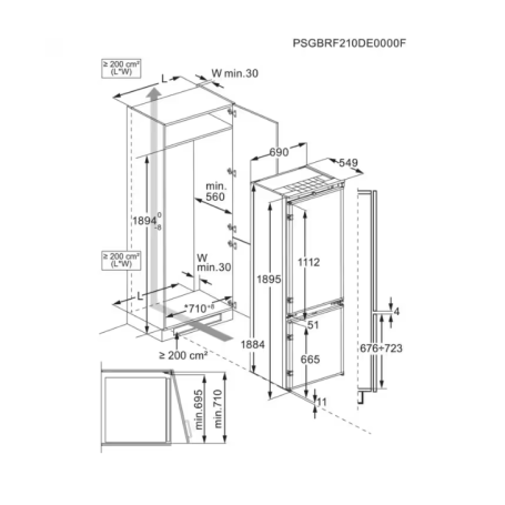 ELECTROLUX KNP7TE75S FRIGORIFERO COMBINATO DA INCASSO TOTAL NO FROST 376LT CLASSE E