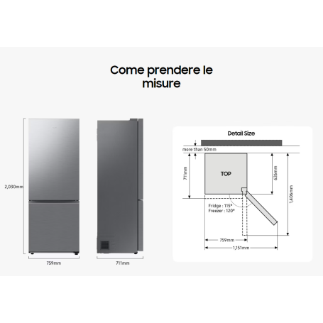 SAMSUNG RB53DG706AB1EF FRIGORIFERO COMBINATO 538LT TOTAL NO FROST CLASSE A NERO