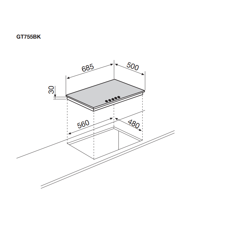 GLEM GAS GT755AC PIANO COTTURA 70 CM 5 FUOCHI A...