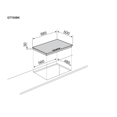 GLEM GAS GT755AC PIANO COTTURA 70 CM 5 FUOCHI A GAS COLORE NERO