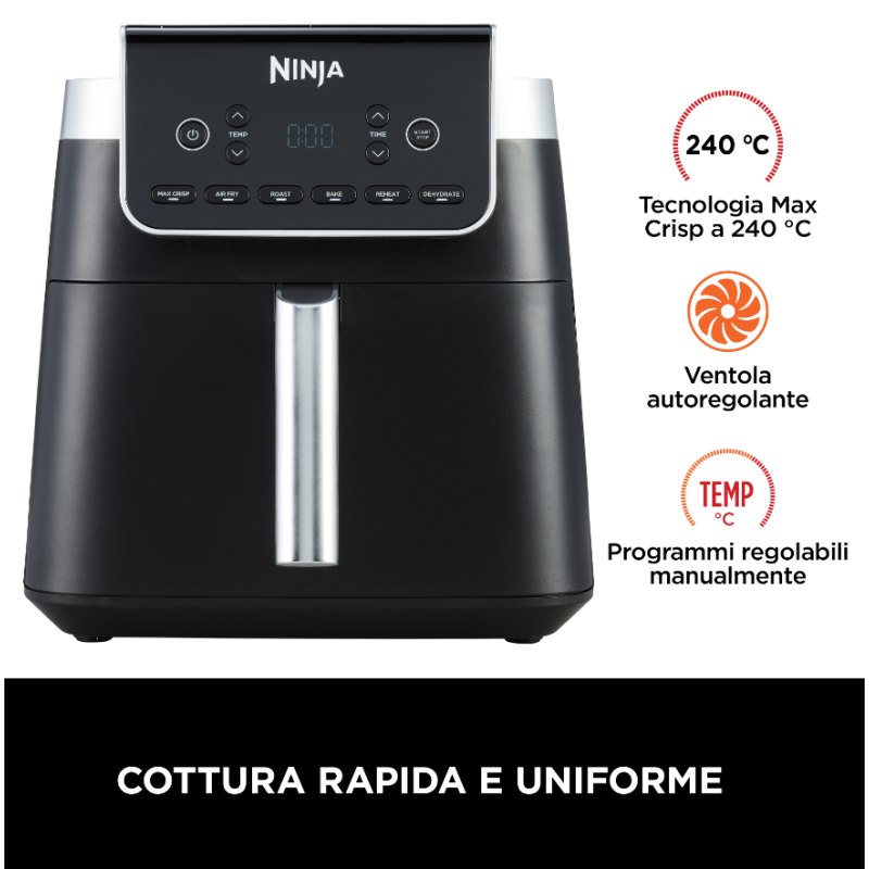 NINJA AF180EU FRIGGITRICE AD ARIA 6,2LT - NERO