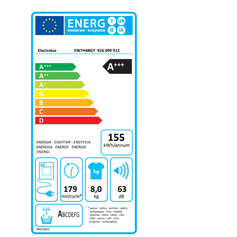 ELECTROLUX EW7H48GY ASCIUGATRICE A POMPA DI...