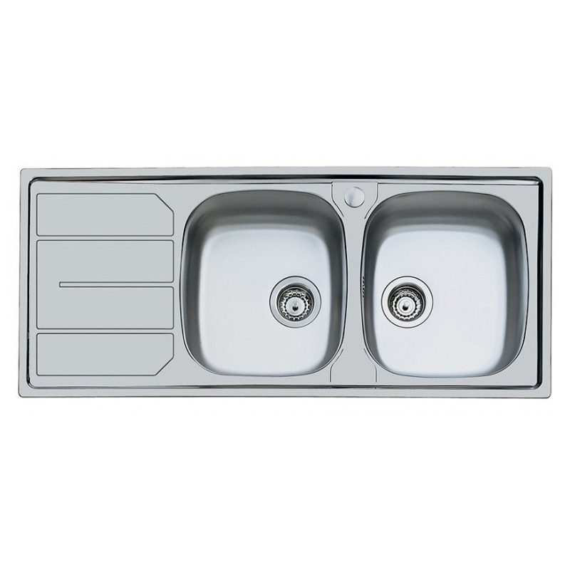FOSTER 1812561 LAVELLO 2 VASCHE + GOCCIOLATOIO A SINISTRA 116x50 CM INOX SPAZZOLATO