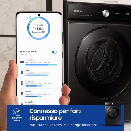 SAMSUNG WW11DB8B95GBU3 LAVATRICE 11KG 1400 GIRI BESPOKE AI™ QUICKDRIVE WIFI ECODOSATORE CLASSE A