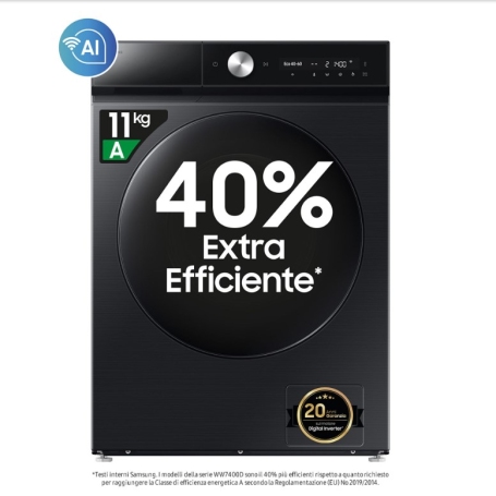 SAMSUNG WW11DB8B95GBU3 LAVATRICE 11KG 1400 GIRI BESPOKE AI™ QUICKDRIVE WIFI ECODOSATORE CLASSE A