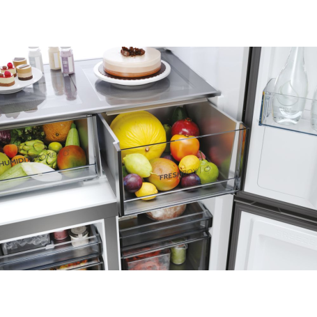 HAIER HCR79F19EHMD FRIGORIFERO 4 PORTE CUBE 90 642LT NO FROST CLASSE E INOX SCURO