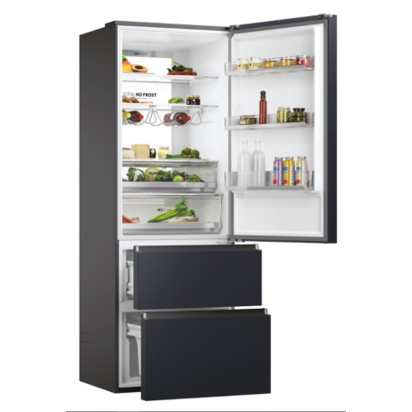 HAIER HTW7720ENMB FRIGORIFERO COMBINATO 3 PORTE 483LT TOTAL NO FROST CLASSE E WI-FI - NERO - PROMO