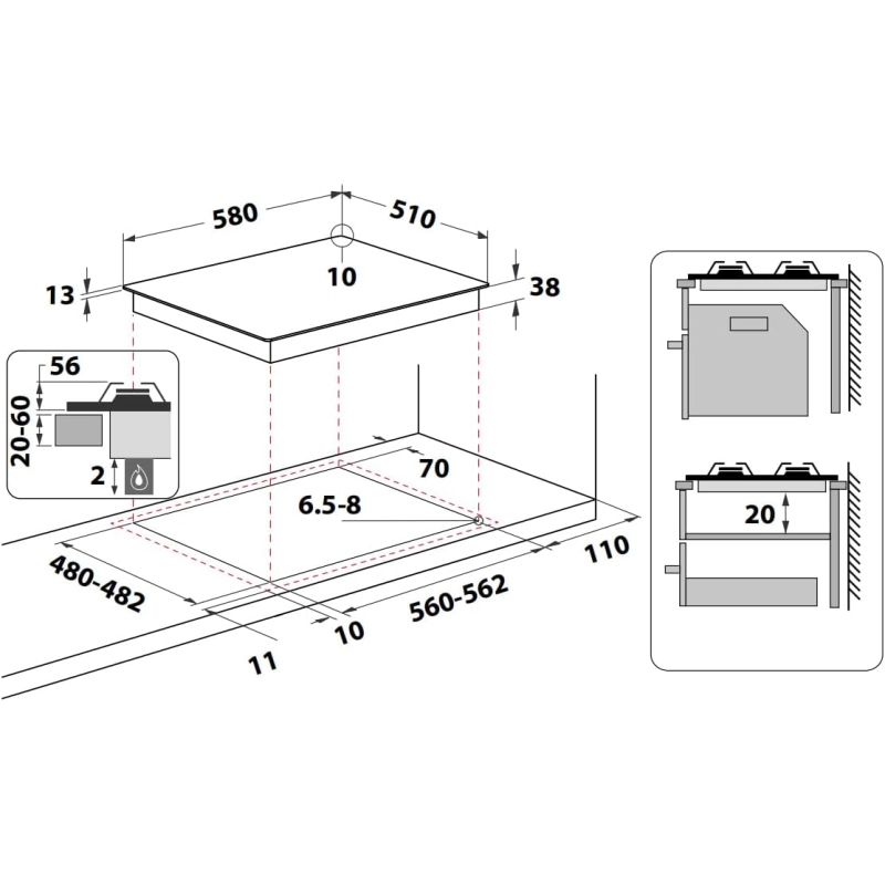 INDESIT TH 642 I AN PIANO COTTURA 60CM 4 FUOCHI...