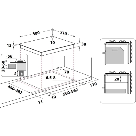 INDESIT TH 642 I AN PIANO COTTURA 60CM 4 FUOCHI A GAS - ANTRACITE