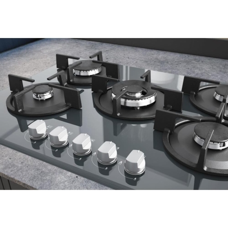 HOTPOINT HAGD 72S/MR PIANO COTTURA 73CM 5 FUOCHI A GAS GRIGLIE IN GHISA - SPECCHIO