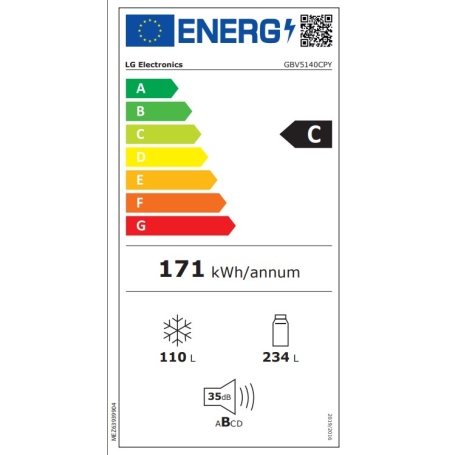 LG GBV5140CPY FRIGORIFERO COMBINATO LIBERA INSTALLAZIONE 344LT NO FROST CLASSE C ARGENTO
