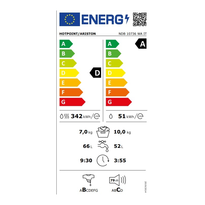 HOTPOINT ARISTON NDB 10736 WA IT LAVASCIUGA...