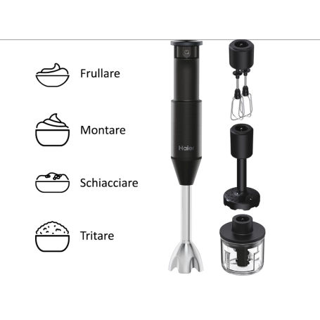 HAIER HHB5B5 011 FRULLATORE A IMMERSIONE 4 IN 1 - NERO