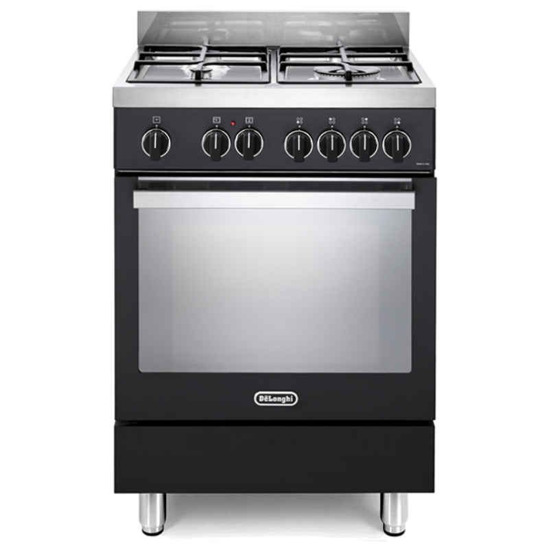 DE LONGHI PMA 66 L CUCINA 60X60 4 FUOCHI FORNO ELETTRICO 74LT 9 FUNZIONI NERO - PMX66L
