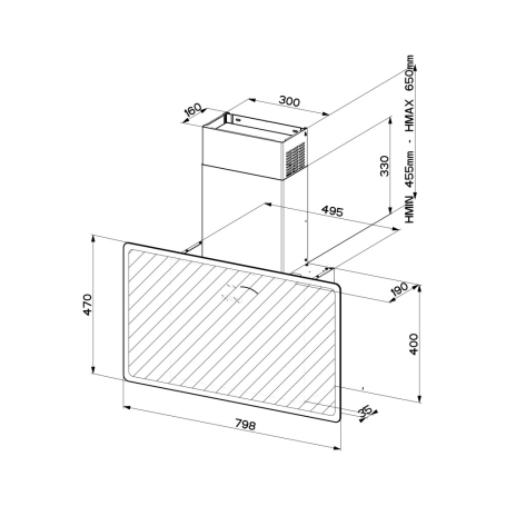 FABER 330.0615.737 CAPPA A PARETE 80CM CLASSE A - BLU POLVERE
