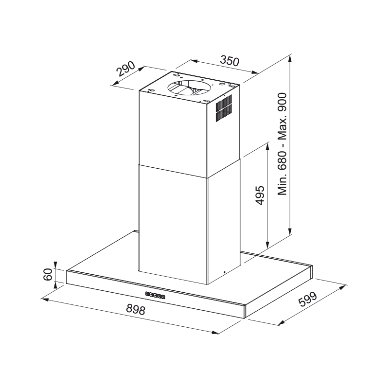 FRANKE 325.0657.511 CAPPA A ISOLA 90CM CLASSE...