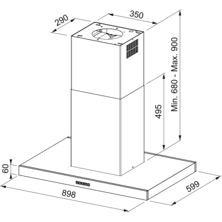 FRANKE 325.0657.511 CAPPA A ISOLA 90CM CLASSE A++  - NERA