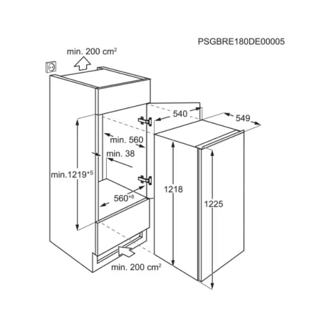 ELECTROLUX LRB3AE12S FRIGORIFERO MONOPORTA DA INCASSO 208LT STATICO CLASSE E