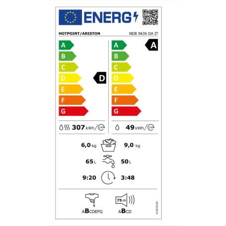 HOTPOINT ARISTON NDB 9636 DA IT LAVASCIUGA 9/6KG CLASSE A/D - NDB9636DAIT