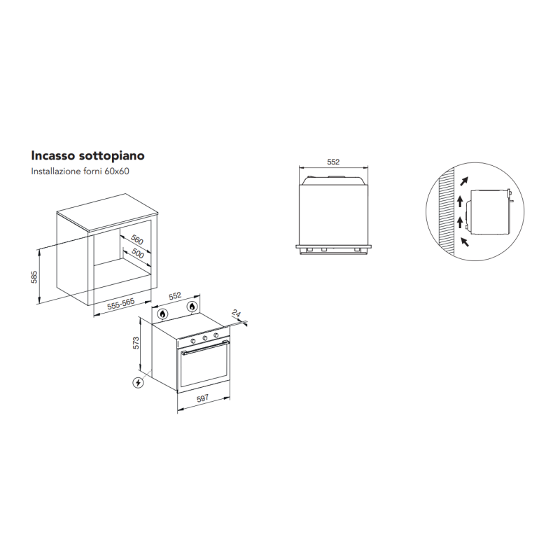 GLEM GAS GFRF21BK FORNO DA INCASSO 69LT...