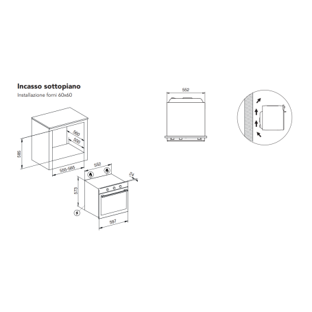 GLEM GAS GFRF21BK FORNO DA INCASSO 69LT ELETTRICO E GAS VENTILATO CLASSE A - NERO