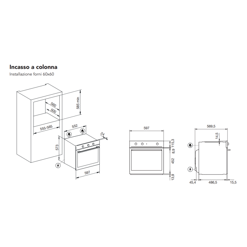 GLEM GAS GFRF21BK FORNO DA INCASSO 69LT...