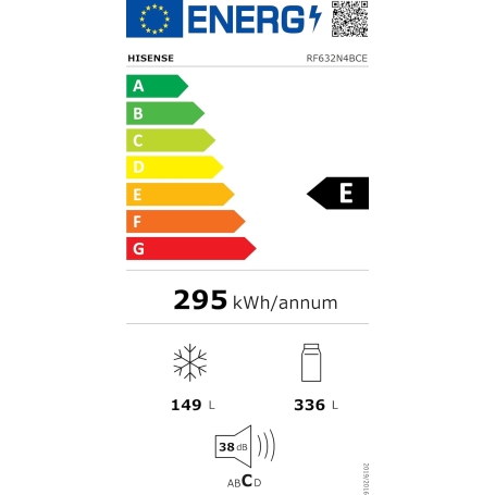 HISENSE RF632N4BCE FRIGORIFERO 4 PORTE 485LT TOTAL NO FROST CLASSE E INOX