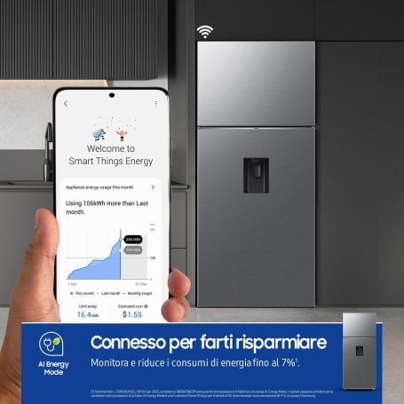 SAMSUNG RT53DG7B14S9 FRIGORIFERO DOPPIA PORTA 528LT NO FROST CON DISPENSER CLASSE E INOX