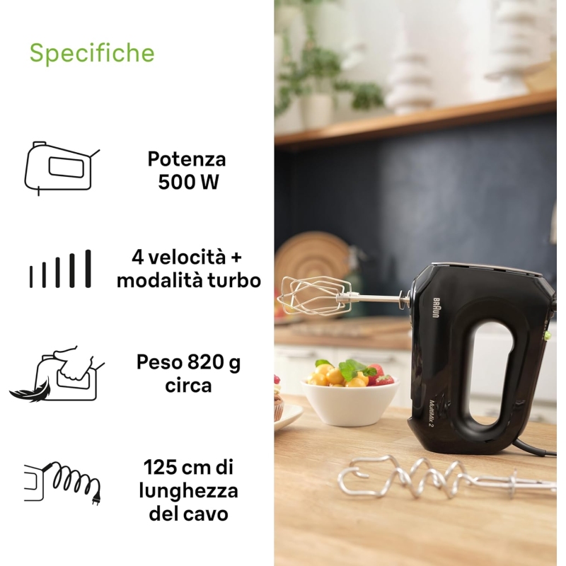 BRAUN HM2110BK SBATTITORE ELETTRICO 5 VELOCITA'...