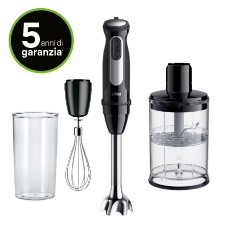 BRAUN MQ55.254M FRULLATORE A IMMERSIONE 1000W CON 3 ACCESSORI - MQ55254MBK