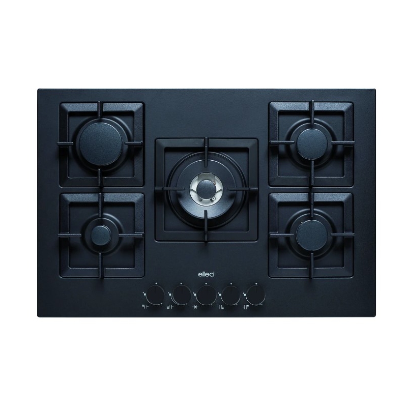 ELLECI PGSP75140CS PIANO COTTURA DA INCASSO 75CM 5 FUOCHI A GAS GRIGLIE GHISA COLORE NERO