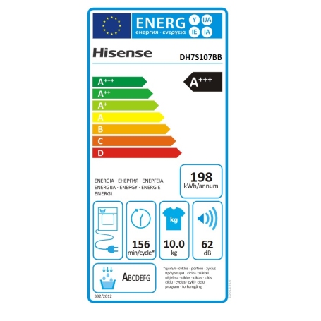 HISENSE DH7S107BB ASCIUGATRICE POMPA DI CALORE 10 KG WIFI CLASSE A+++