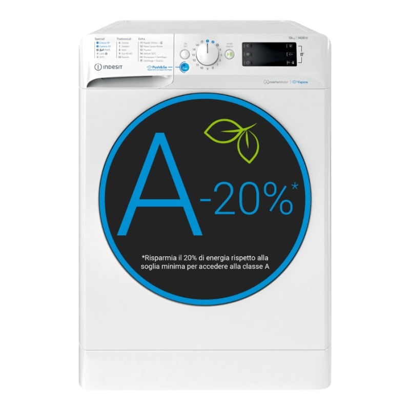 INDESIT BWE 101498X WKV IT LAVATRICE 10KG 1400 GIRI INVERTER VAPORE CLASSE A - BWE101498XWKV