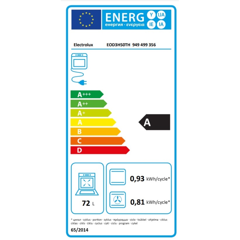 ELECTROLUX EOD3H50TH FORNO DA INCASSO ELETTRICO...