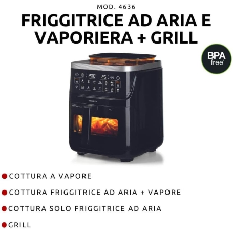 ARIETE 4636 FRIGGITRICE AD ARIA 7LT CON FUNZIONE VAPORE - NERA
