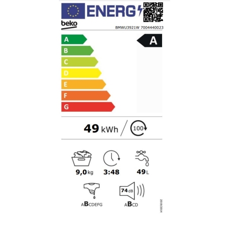 BEKO BMWU3921W LAVATRICE 9KG 1200 GIRI VAPORE INVERTER CLASSE A