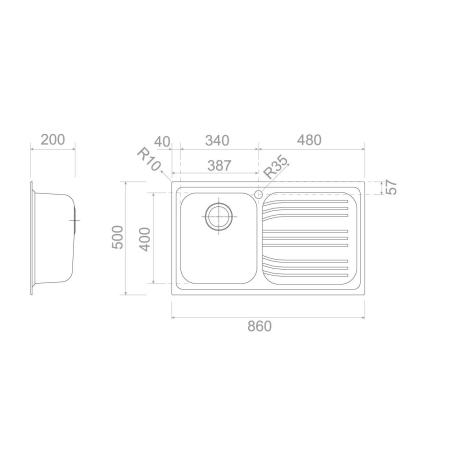 FRANKE 101.0053.241 LAVELLO 1 VASCA 86x50 CON GOCCIOLATOIO A DESTRA COLORE INOX - RRX611DX - 85862902