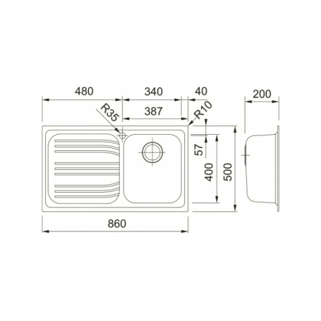 FRANKE RRX611SX (85862907) LAVELLO 86X50 1 VASCA CON GOCCIOLATOIO A SX INOX - 101.0053.242