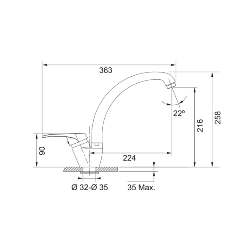 FRANKE VEGA 115.0622.962 MISCELATORE A CANNA...