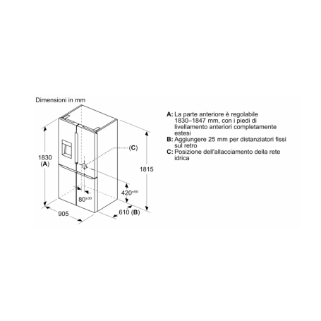 BOSCH KFD96APEA FRIGORIFERO 4 PORTE 574LT TOTAL NO FROST DISPENSER WIFI ACCIAIO INOX