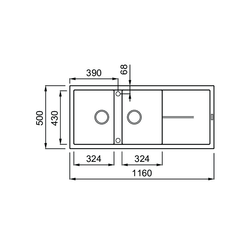 ELLECI LGU50040 UNICO 500 LAVELLO 2 VASCHE +...