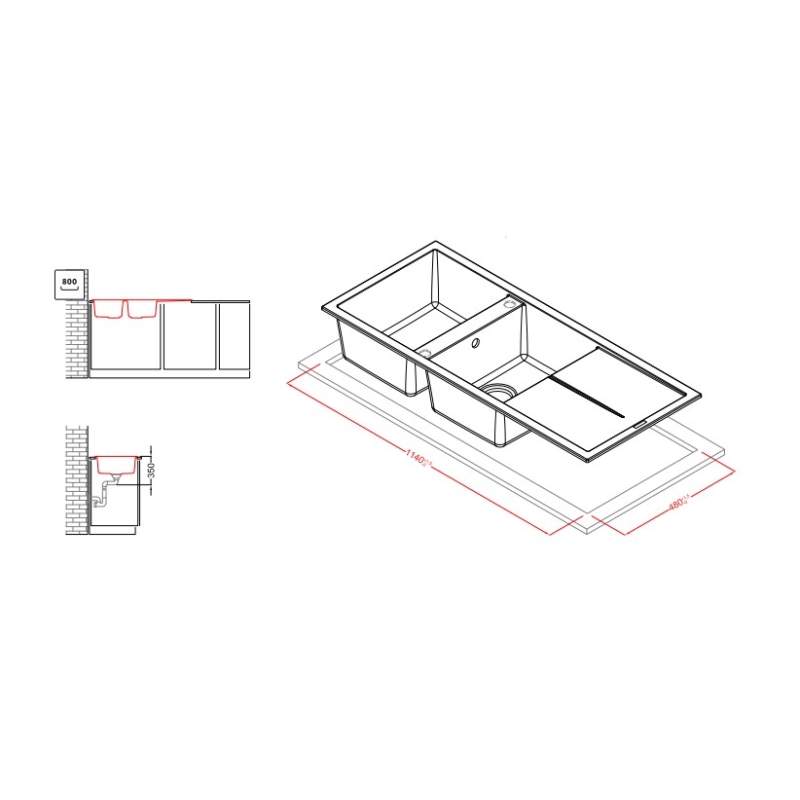 ELLECI LGU50040 UNICO 500 LAVELLO 2 VASCHE +...