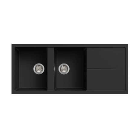 ELLECI LGU50040 UNICO 500 LAVELLO 2 VASCHE + GOCCIOLATOIO REVESIBILE IN GRANITEK NERO