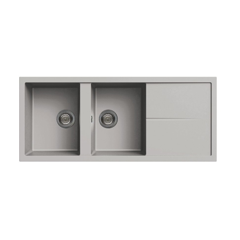 ELLECI LMU50079 LAVELLO 2 VASCHE + GOCCIOLATOIO 116 x 50 CM IN GRANITEK ALLUMINIO