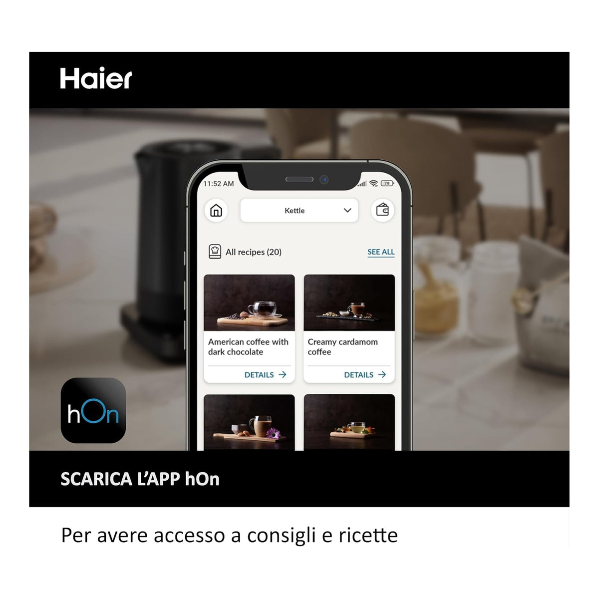 HAIER HKE5A 011 BOLLITORE I-MASTER SERIE 5 CAPIENZA 1,7LT - NERO